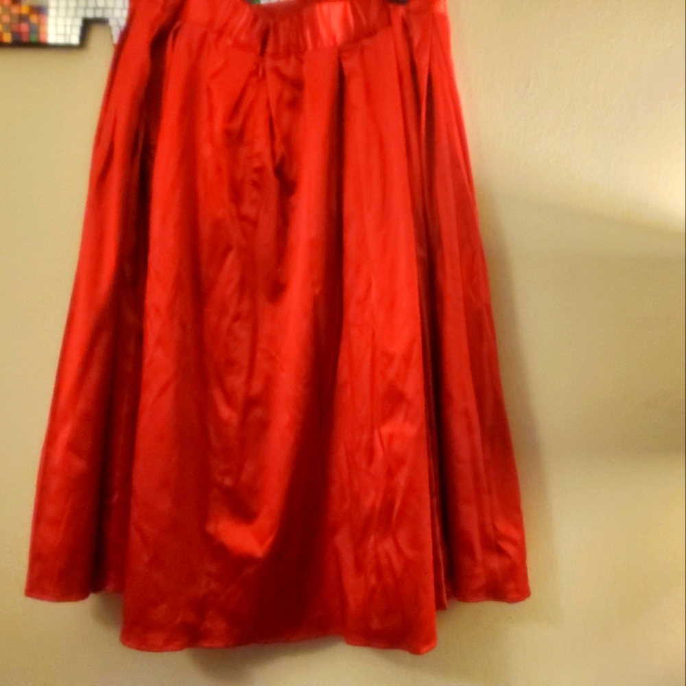 Red Satin below the knee formal or semi-formal skirt